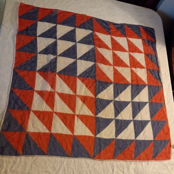 Vintage Sheer 1/2 Square Triangle in Red, White and Blue Scarf - Picture 1 of 5